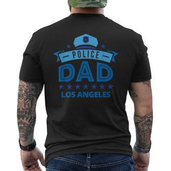 Police Dad Los Angeles California Gift For Father Mens Back Print T-shirt | Mazezy