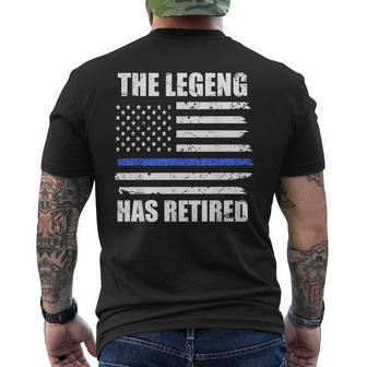 Police Officer The Legend Has Retired American Flag Cop Mens Back Print T-shirt - Seseable
