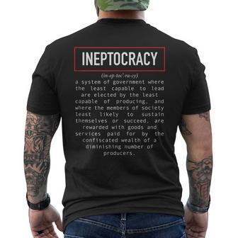 Political Saying Ineptocracy Definition White Men's T-shirt Back Print - Seseable
