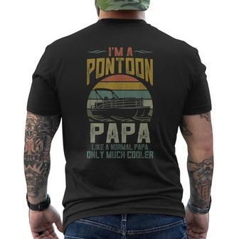 Pontoon Boat Papa Fathers Day Boating Captain Grandpa Men's Back Print T-shirt | Mazezy