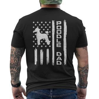 Mens Poodle Dad Us Flag Vintage Patriot Dog Lover Owner Men Men's T-shirt Back Print - Seseable