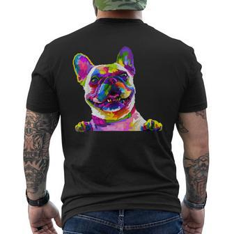 Pop Art Bulldog Mom Dog Dad Frenchie Men's Back Print T-shirt | Mazezy
