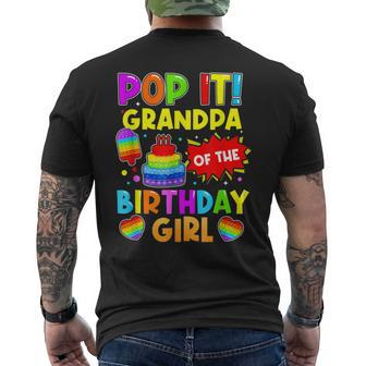 Pop It Grandpa Of The Birthday Girl Fidget Kids Family Mens Back Print T-shirt | Mazezy