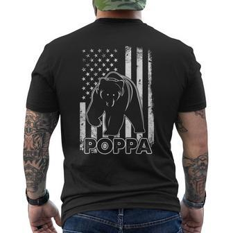Poppa Bear American Flag Fathers Day Gift For Mens Mens Back Print T-shirt | Mazezy