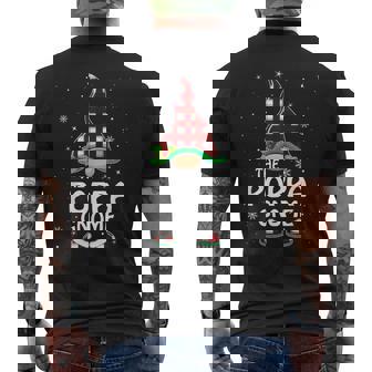 Poppa Gnome Buffalo Plaid Matching Family Christmas Funny Mens Back Print T-shirt | Mazezy
