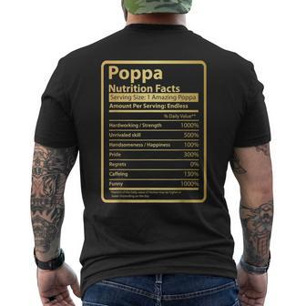 Poppa Nutrition Facts Fathers Day Gift For Poppa Mens Back Print T-shirt | Mazezy