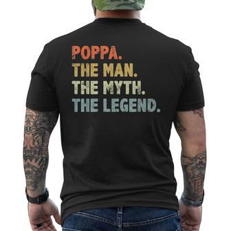 Poppa The Man Myth Legend Father’S Day Gift For Papa Grandpa Mens Back Print T-shirt | Mazezy AU
