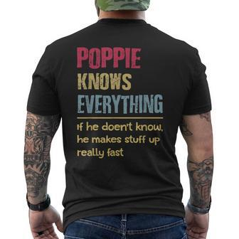 Poppie Know Everything Grandpa Gifts Mens Back Print T-shirt | Mazezy