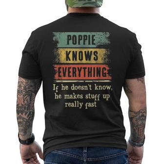 Mens Poppie Knows Everything Grandpa Fathers Day Men's T-shirt Back Print - Seseable
