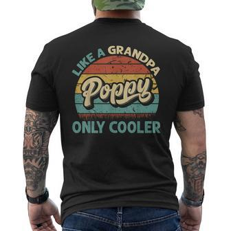 Mens Poppy Like A Grandpa Only Cooler Vintage Dad Fathers Day Men's T-shirt Back Print - Seseable