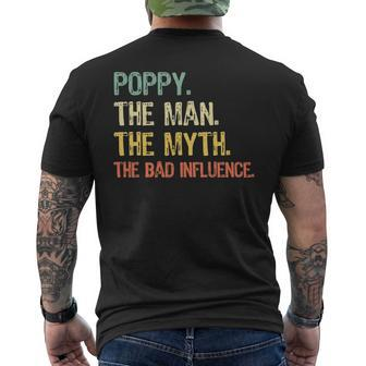 Poppy The Man The Myth The Bad Influence Retro Men's T-shirt Back Print - Seseable