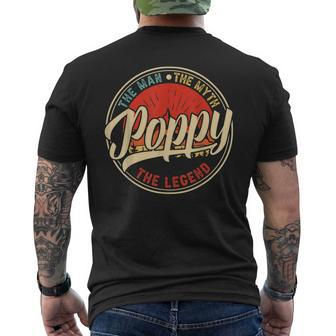 Poppy The Man The Myth The Legend Funny Fathers Day Gift For Mens Mens Back Print T-shirt - Seseable