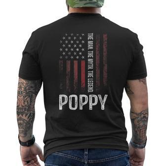 Poppy The Man The Myth The Legend Grandpa Gift Mens Back Print T-shirt - Seseable