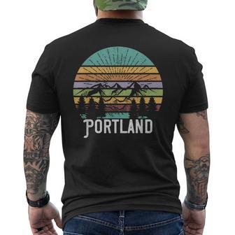 Portland Oregon Vintage Mountain 70S 80S Retro Men's T-shirt Back Print - Seseable