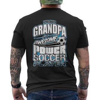 Power Wheelchair Soccer T Proud Grandpa Men's Back Print T-shirt | Mazezy