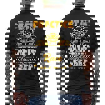 Practice Qualify Race Repeat Open Wheel Formula Racing Car Mens Back Print T-shirt | Mazezy