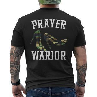 Prayer Warrior Camouflage For Religious Christian Soldier Mens Back Print T-shirt | Mazezy