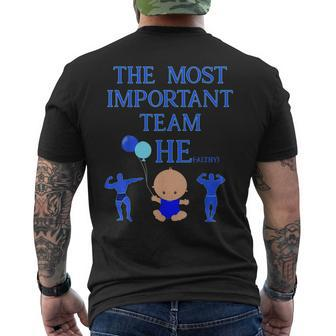 Pregnancy Announcement Gender Reveal Party Team Healthy Baby Men's T-shirt Back Print - Seseable