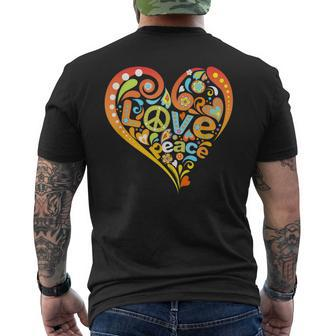 Pretty 60S 70S Hippie Peace Love Heart Peace Sign Men's Back Print T-shirt | Mazezy