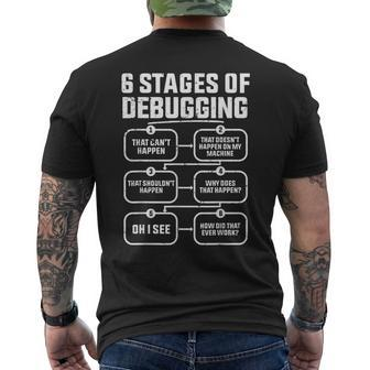Programming 6 Stages Of Debugging Programmer Coding Men's Back Print T-shirt | Mazezy