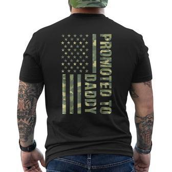 Mens Promoted To Daddy American Flag Camo Fathers Day Tee Men's Back Print T-shirt | Mazezy CA