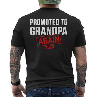 Promoted To Grandpa 2023 Again For New Baby Grandfather Men's Back Print T-shirt | Mazezy