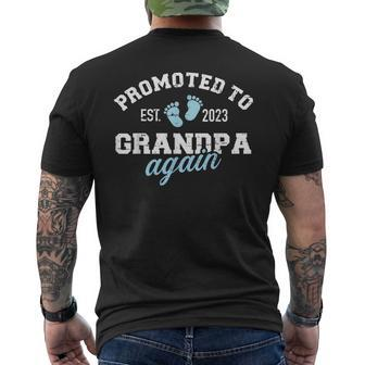Mens Promoted To Grandpa 2023 Again Men's Back Print T-shirt | Mazezy