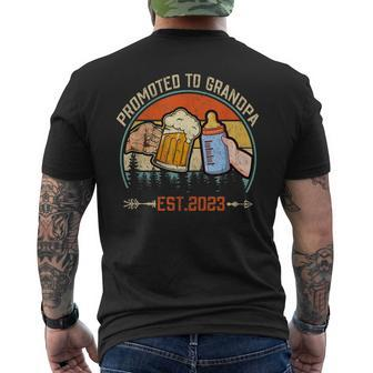 Mens Promoted To Grandpa 2023 For New Grandpa Men's T-shirt Back Print - Seseable