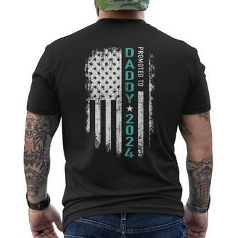 Promoted To Daddy 2024 Us American Flag For New Dad To Be Gift For Mens Mens Back Print T-shirt