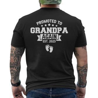 Promoted To Grandpa Again 2023 Funny Baby Announcement Party Men's Crewneck Short Sleeve Back Print T-shirt