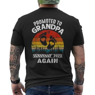 Promoted To Grandpa Again 2023 Pregnancy Announcement Gift For Mens Men's Crewneck Short Sleeve Back Print T-shirt