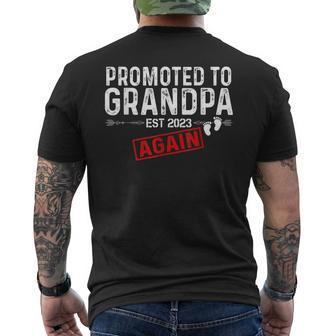 Promoted To Grandpa Again Est 2023  Baby Announcement Gift For Mens Men's Crewneck Short Sleeve Back Print T-shirt