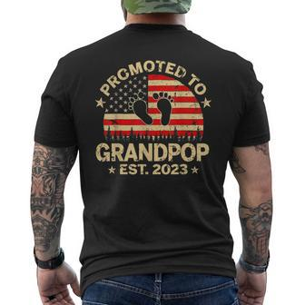 Promoted To Grandpop 2023 First Time Fathers Day New Dad Gift For Mens Mens Back Print T-shirt | Mazezy