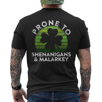Prone To Shenanigans & Malarkey Sunset St Patricks Day Men's Back Print T-shirt | Mazezy
