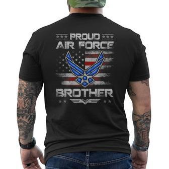 Proud Air Force Brother Veteran Vintage Us Flag Veterans Day Men's T-shirt Back Print - Seseable