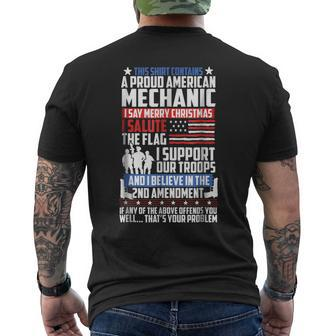 Proud American Mechanic Salute Support 2Nd Amendment Mens Back Print T-shirt | Mazezy