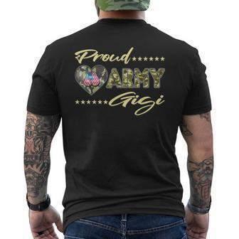 Proud Army Gigi Us Flag Dog Tag Military Grandma Family Men's Back Print T-shirt | Mazezy