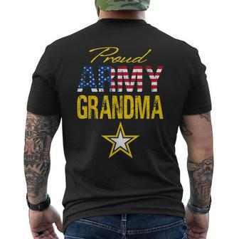 Proud Army Grandma Military Pride Usa Flag Mens Back Print T-shirt | Mazezy
