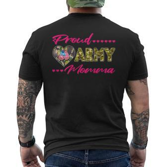 Proud Army Momma Camo Us Flag Dog Tags Military Mom Men's Back Print T-shirt | Mazezy