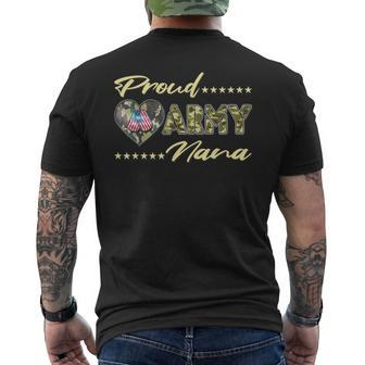 Proud Army Nana Us Flag Dog Tag Military Grandma Family Men's Back Print T-shirt | Mazezy