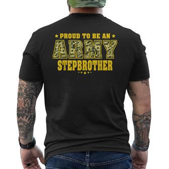 Proud To Be An Army Stepbrother Camo Military Stepsibling Men's T-shirt Back Print - Seseable