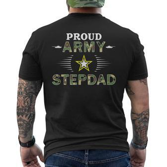 Proud Army Stepdad Military Pride Camouflage Graphics Army Gift For Mens Mens Back Print T-shirt
