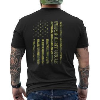 Mens Proud Army Uncle American Flag Camouflage Military Men's T-shirt Back Print - Seseable