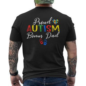 Proud Autism Bonusdad Autism Awareness Autistic Support Gift For Mens Mens Back Print T-shirt | Mazezy