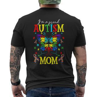 Im A Proud Autism Mom Autism Awareness Butterfly For Women Men's Back Print T-shirt | Mazezy