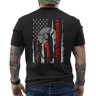 Proud Baseball Dad American Flag Fathers Day Men's T-shirt Back Print - Thegiftio UK