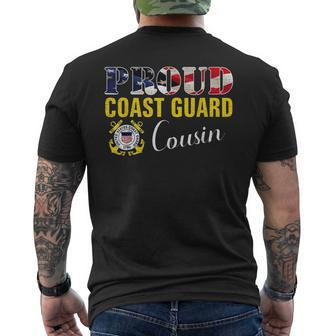 Proud Coast Guard Cousin With American Flag Veteran Day Men's T-shirt Back Print - Seseable