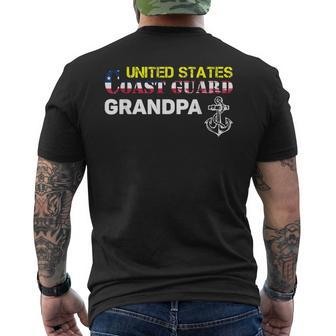 Proud Coast Guard Grandpa American Flag Father Men's T-shirt Back Print - Seseable