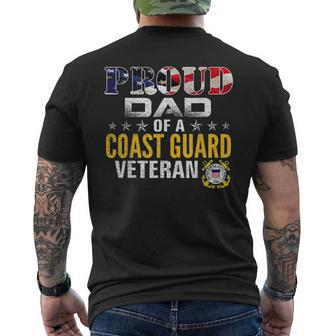 Proud Dad Of A Coast Guard Veteran American Flag Military Men's T-shirt Back Print - Seseable