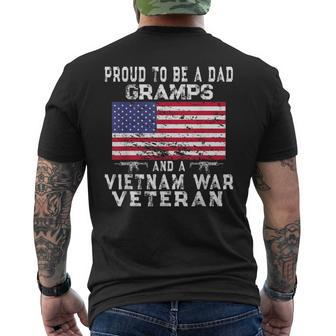 Mens Proud Dad Gramps Vietnam Veteran - Vintage Us Flag Grandpa Men's T-shirt Back Print - Seseable
